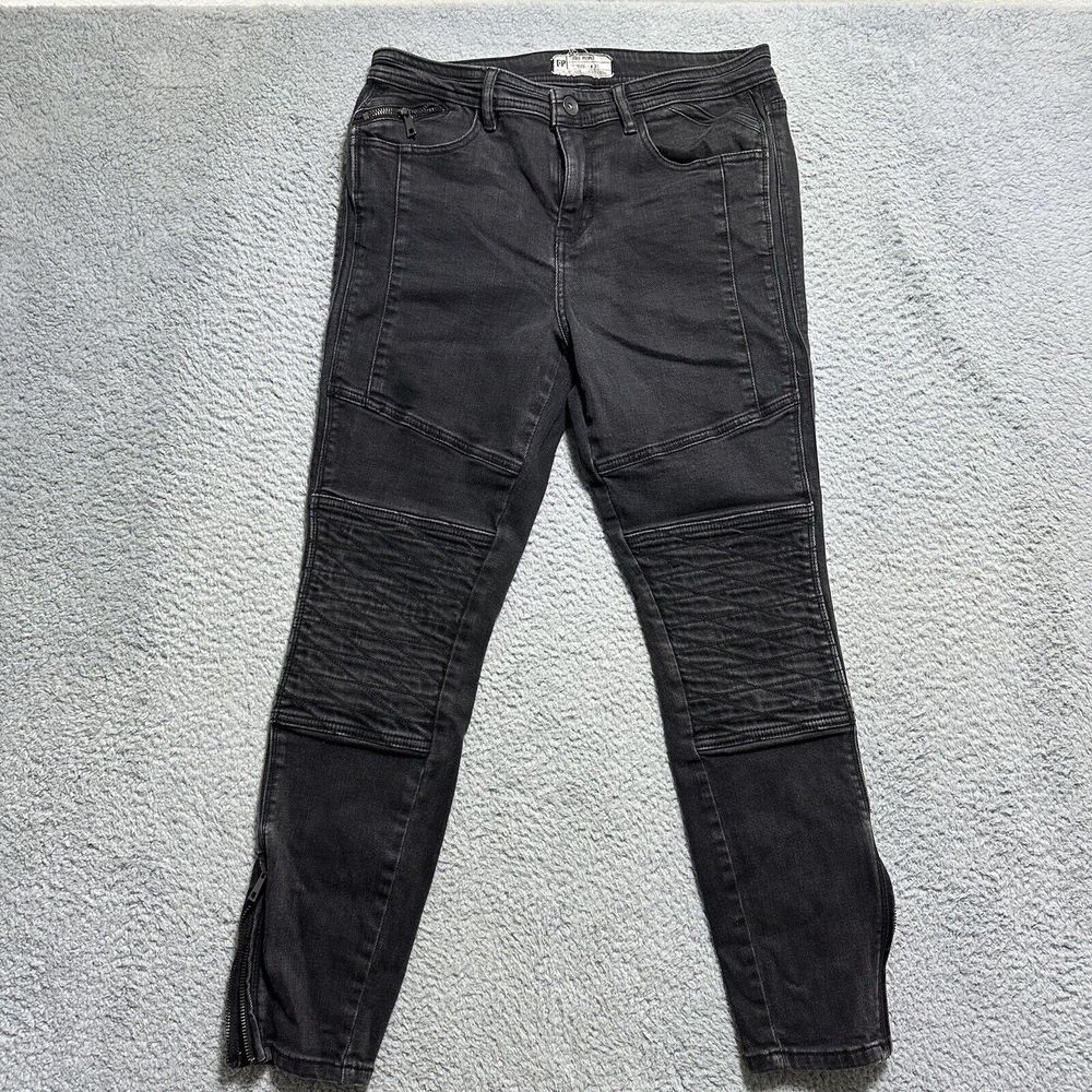 Free People Womens Black Vintage Stretch Midnight Magic Zipped Ankle Jeans 31
